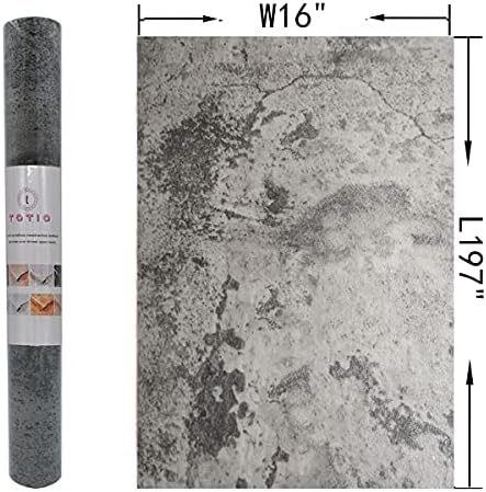TOTIO Industrial Textured Concrete Effect Wallpaper Cement Gray Peel and Stick Contact Paper Self Adhesive Furniture Stickers Wall Stickers Vinyl Sticky Back Paper Tile Stickers Slate Wallpaper