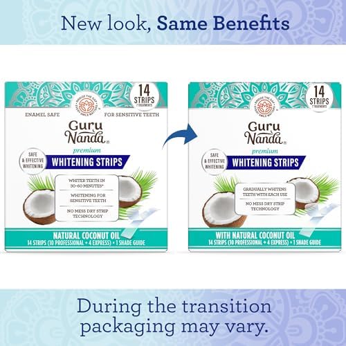 GuruNanda Teeth Whitening Strips Kit - 7-Day Treatment with Non-Slip, Dry Strip Technology - Whitening Designed with Care for a Brighter Smile - 1