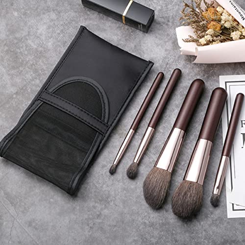 Kanviensl Makeup Brushes Set, 5Pc Portable Makeup Blending Brush Kit With Soft Goat Hairs & Real Wood Handle, Ideal Makeup Tools For Powder Blush Concealers Contouring Highlighting #TOP5