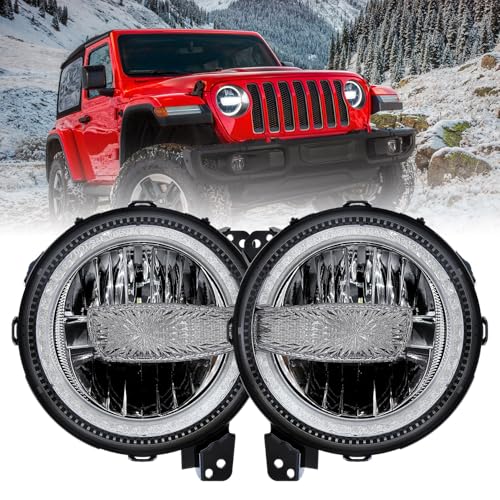 BICYACO DOT 9 Inch LED Headlights Compatible with Jeep Wrangler JL JLU Gladiator JT 2018-2025 120W Headlamps with DRL High/Low Beam Plug N Play Replacement- 1 Pair