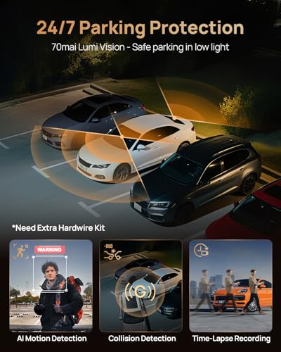 70mai 4K T800 3 Channel Dash Cam, Dash Cam Front and Rear Inside(2160P+2160P+1080P), STARVIS 2 IMX678, HDR Night Vision, Dash Camera for Cars with 512GB Card, WiFi 6, 4G LTE, ADAS, 24H Parking Mode - Thumbnail 5