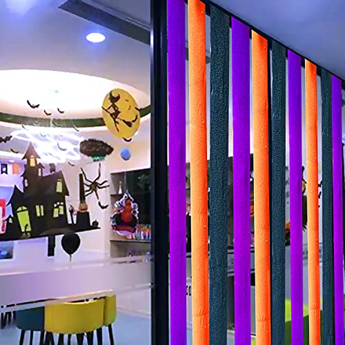 Tkejzu Crepe Paper Streamer Rolls Halloween Theme Hanging Party Decoration 492 Feet 6 Rolls Orange Purple And Black Crepe Streamers Decorations For Birthday Halloween Diy Art Supplies #TOP4