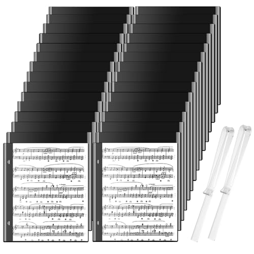 Windspeed 30+2P Flip Folder Pages Double Sided, 6.4x7.5In Music Flip Folio Folder for Marching Band Waterproof Trumpet Flip Folder Pages with 2 Music Clips Page Holder