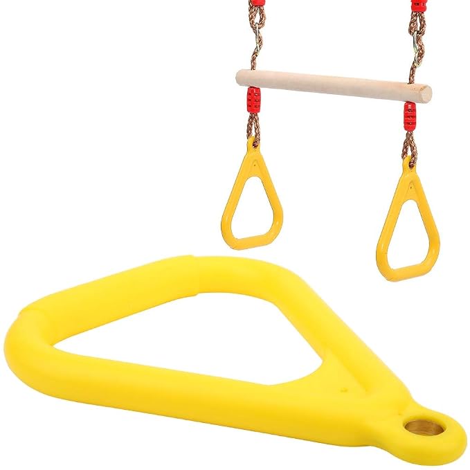 Anillas para niños, barra de tracción para niños, anillas plásticas amarillas para deportes y juegos miniatura 7
