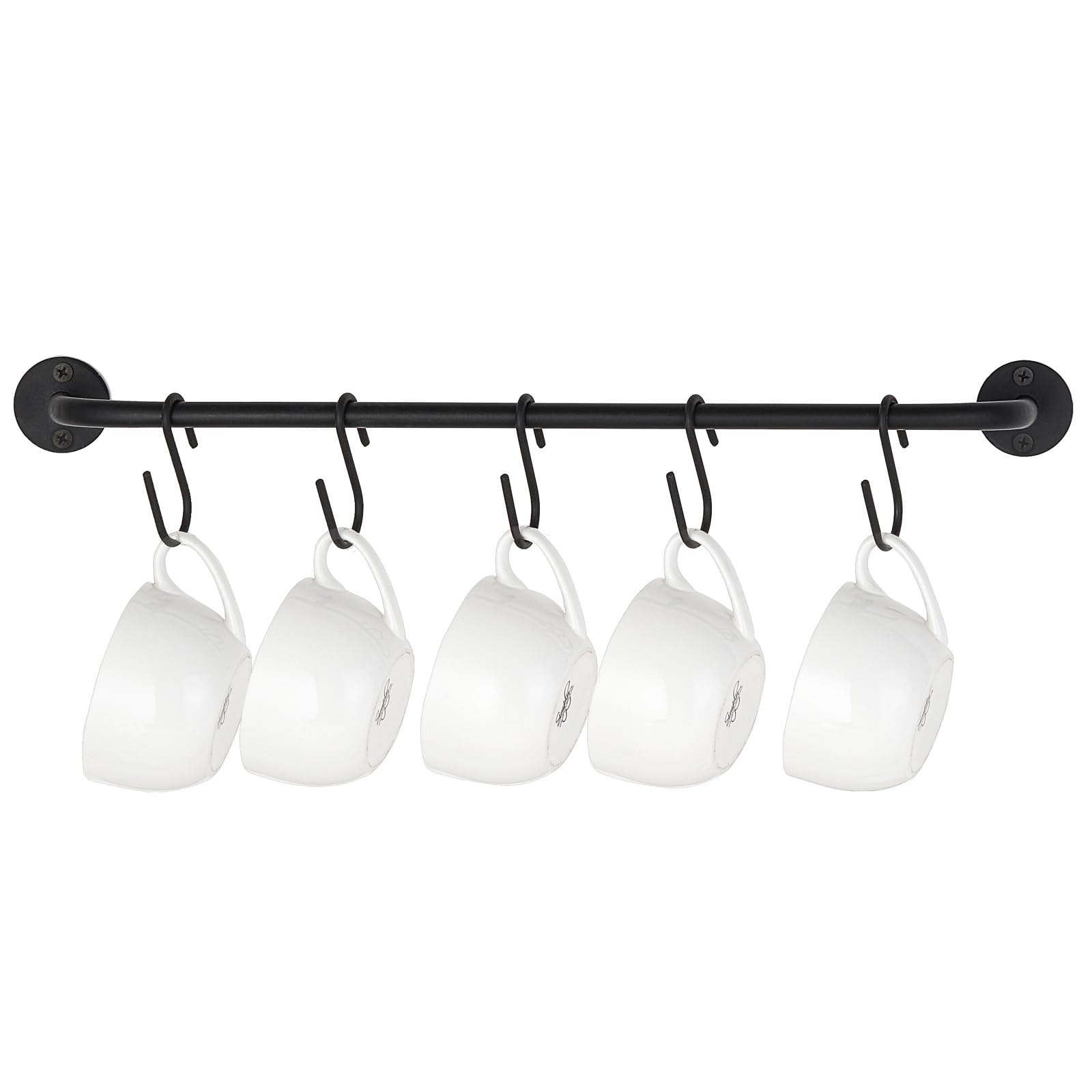Mkono Mug Holder Wall Mounted Coffee Cup Rack Hanger Modern Metal with 10 Mug Hooks Rustic Utensil Tea Cups Storage Organizer for Kitchen Dining Room Coffee Bar,Black