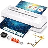 13' Heavy-Duty 4-Roller Laminator Machine, Fast 55s Warm-Up, 3-10 Mil A3/11x17 Laminating Machine, 1000mm/min Speed, Auto-Reverse Jam Prevention, Includes 30-Sheets for Office & School(White)