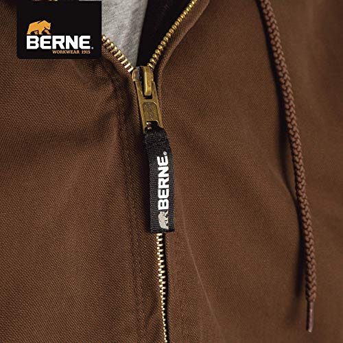 Berne Men's Heartland Washed Duck Hooded Work Jacket, Large Regular, Moss #TOP7