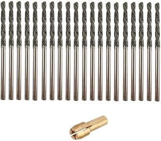 2.5mm Diamond Drill Bit Set 20 Pieces Twist Tip Drilling Sea Glass Shells Rocks for Ornaments Jewelry Necklace Earrings Pendants Bracelets Ceramic Porcelain Gems Includes Collet Compatible with Dremel