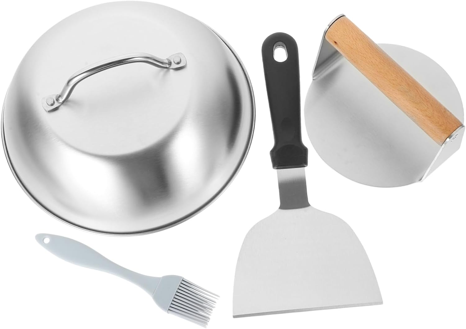 1set Stainless Steel Burger Patty Press Tool for Outdoor BBQ Hamburger Maker Handle Meat Press for Cooking for Grilling and Barbecues