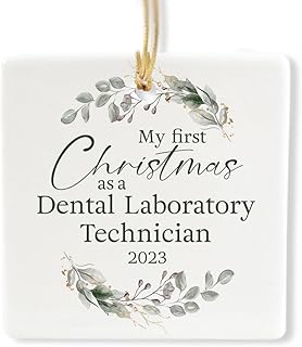 My First Christmas As A Dental Laboratory Technician 2023 Square Shape Christmas Tree, Gifts for Him Her Men Women New Year Him Her Men Women Friend Thank You 3x3 Inches Ceramic
