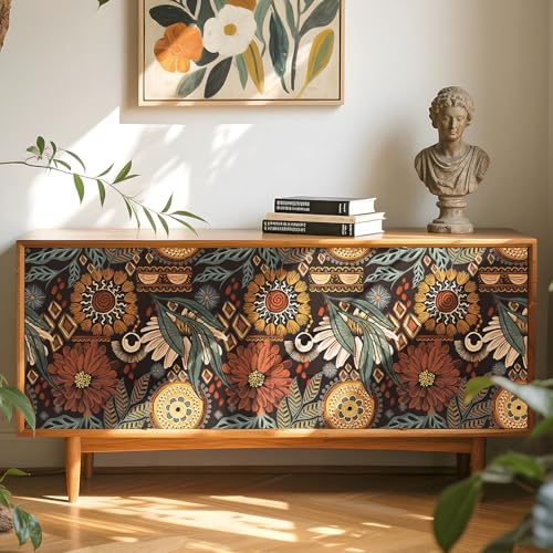 Papel pintado floral bohemio marrón de vinilo impermeable 3