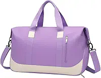 Bolsa De Mão Mala Viagem Academia Feminina Masculina Super Grande, Compartimentos Com Zíper, Espaço Para Tênis Ou Roupas Sujas Alça Removível Modelo Transversal Bordo Poliéster (Lilás Claro)