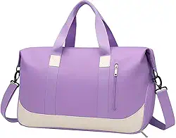 Bolsa De Mão Mala Viagem Academia Feminina Masculina Super Grande, Compartimentos Com Zíper, Espaço Para Tênis Ou Roupas Sujas Alça Removível Modelo Transversal Bordo Poliéster (Lilás Claro)