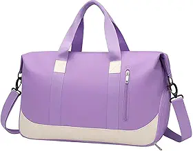 Bolsa De Mão Mala Viagem Academia Feminina Masculina Super Grande, Compartimentos Com Zíper, Espaço Para Tênis Ou Roupas Sujas Alça Removível Modelo Transversal Bordo Poliéster (Lilás Claro)