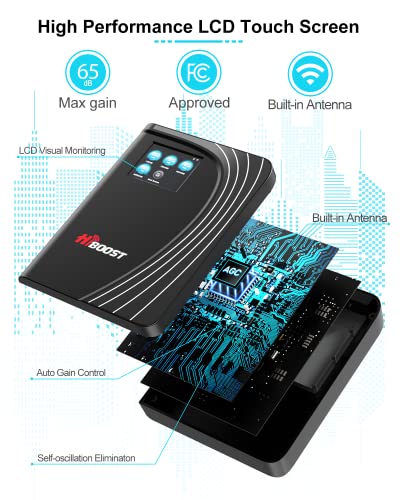Hiboost Home Multiroom - Cell Phone Signal Booster | Boosts 4G Lte & 5G Up To 6,000 Sq Ft For All U.s. Carriers - Verizon, At&T, T-Mobile & More | Touch Screen Monitor With 2 Antennas| Fcc Approved #TOP5