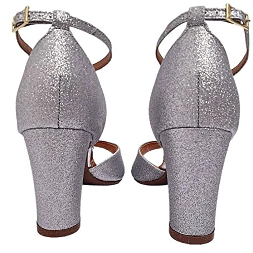 Sandalia Feminna Vizzano Festa Salto Grosso Baixo Prata - 6262.406 (37)