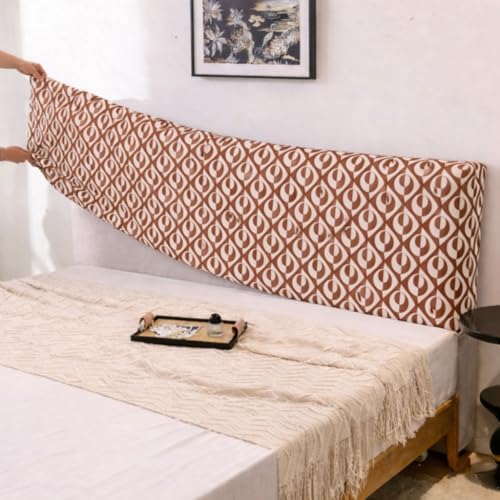 Image of HOMETHREADS Stretchable Lycra /Velvet Bed Cover | Soft, Dust-Proof & Wrinkle-Resistant Bed Back Protector | Fits Leather, Wooden & Fabric Bedsides (Coffee, 90x65Cm)