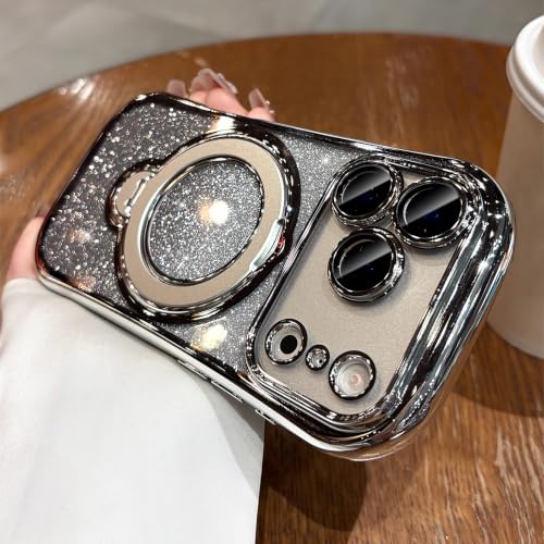 LXK 360 Spin Magnetic Stand for iPhone 18 Pro Case Glitter Bling Card