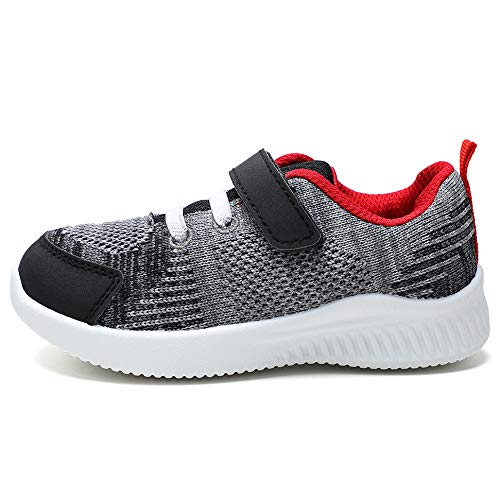 nerteo Kids Shoes Toddler Boys Lightweight Tennis Running Shoes, Fashion Sneakers Dark/Gray Red 6 M US Toddler - Thumbnail 3