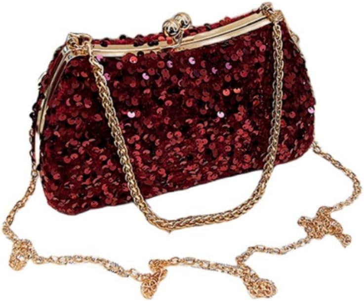 IAMUHI Small Sequins Clutch Purse Top Handle Evening Handbag Mini Square Shoulder Crossbody Bag