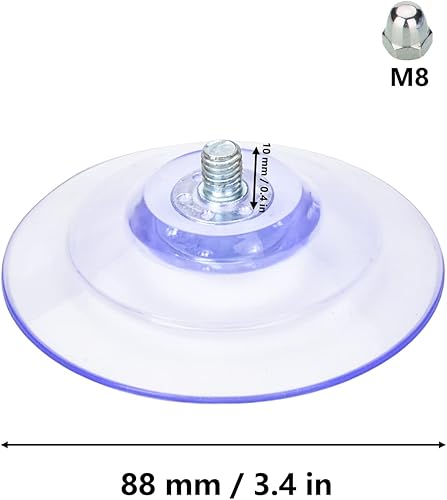 Miniatura 2 de AccEncyc Ventosa grande con tornillos de 3.346 in3.4 pulgadas, 4 almohadillas de succión de PVC transparente con tuerca de tornillo M8 Soporte