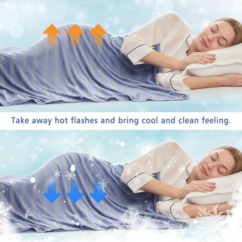 Image of EMME Cooling Throw Blanket for Couch Sofa, Thin Lightweight Summer Blanket, Cold Bed Throws for Hot Sleepers, Double Sided, Keep Body Cool for Kids Adults, Blue