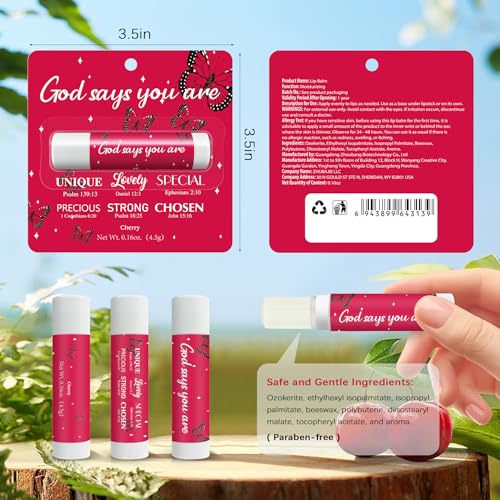 Image of 24 Pcs Christian Lip Balm with Scripture Church Small Gifts Bulk Butterfly Lip Balms Religious Faith Bible Verse Inspirational Gift Party Favors Coworkers