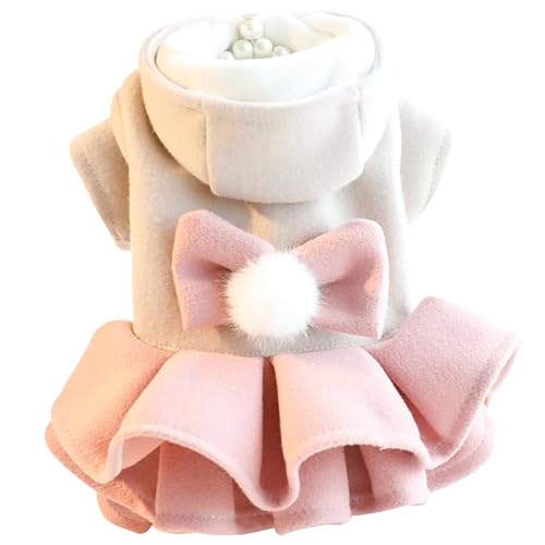 AZA Dog Princess Dresses for Small Dogs Lolita Clothes Lace Costume Pet Girl Cute Coat Bow Outfits Winter Costumes (S,Pink)