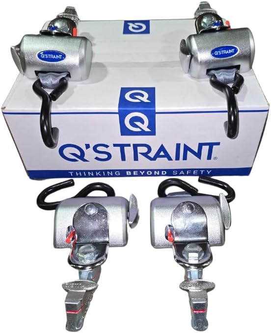 Q'Straint Q-8201-L QRT Standard Retractor Kit with L-Track Fittings and Positive Lock Indicators. Contains 4 Semi Automatic Retractors with J-Hook Attachments. Universal and Interchangeable