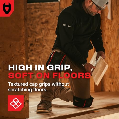 NoCry Flooring Knee Pads for Men with Extra-Wide Gel & Thick Foam Cushion — Floor-Safe Anti-Slip Leather Kneepads for Construction Work with Reinforced Adjustable Straps and Military-Grade Rivets by NoCry - Image 4
