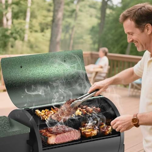 Bild 4 - Elektrischer Pelletgrill, 456 SQ, Kochbereich, Pelletsmoker mit automatischer Zufuhr und PID-Regler, 260 °C, maximale Temperatur, 8-in-1-Grill mit Fleischsonde und Beistelltisch mit Haken