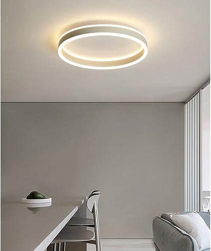 Miniatura 2 de MCWYH Lámpara de techo LED minimalista de montaje empotrado, lámpara de techo de metal y acrílico, 15.7 pulgadas, control remoto, atenuación