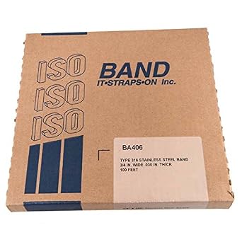 ISO BA406 Type 316 Stainless Steel Band, 3/4" Wide x .030" Thick x 100 Foot roll