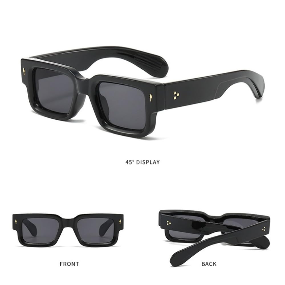 Occhiali da sole spessi alla moda per uomo e donna, occhiali da sole retrò con rivetti di tendenza.