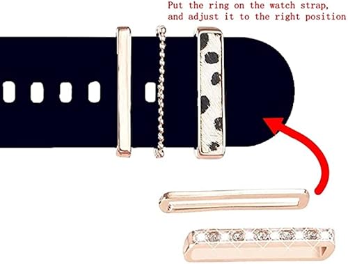 Vista 5 de Dijes para correa de reloj compatibles con Apple Watch Series 9, 8, 7, 6, 5, 4, 3, 2, 1, iWatch Series 9, 8, 7, 6, 5, 4, 3, 2, 1, anillo decorativo