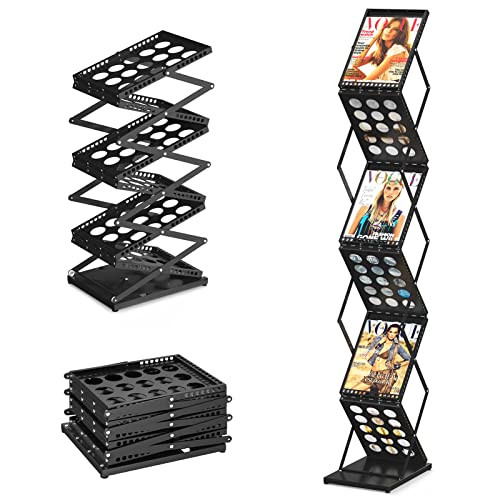 Relx Literature Rack, Foldable Brochure Display Stand, Metal Magazine Display Rack Stand, Double-Sided 6 Pockets Magazine Rack, Brochure Rack For Office, Store And Exhibition Trade Show #TOP6