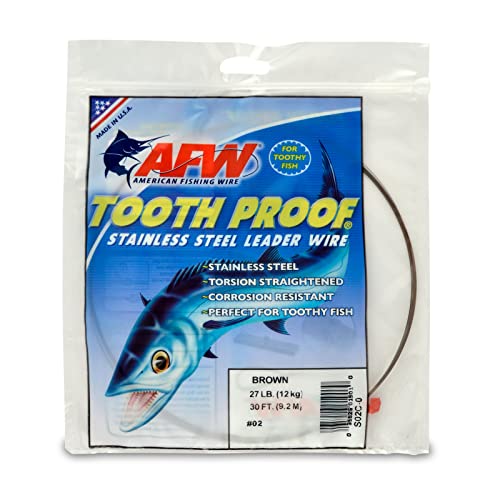 AFW #2 Tooth Proof Stainless Steel Single Strand Leader Wire, 27 lb Test, Camo 30 ft