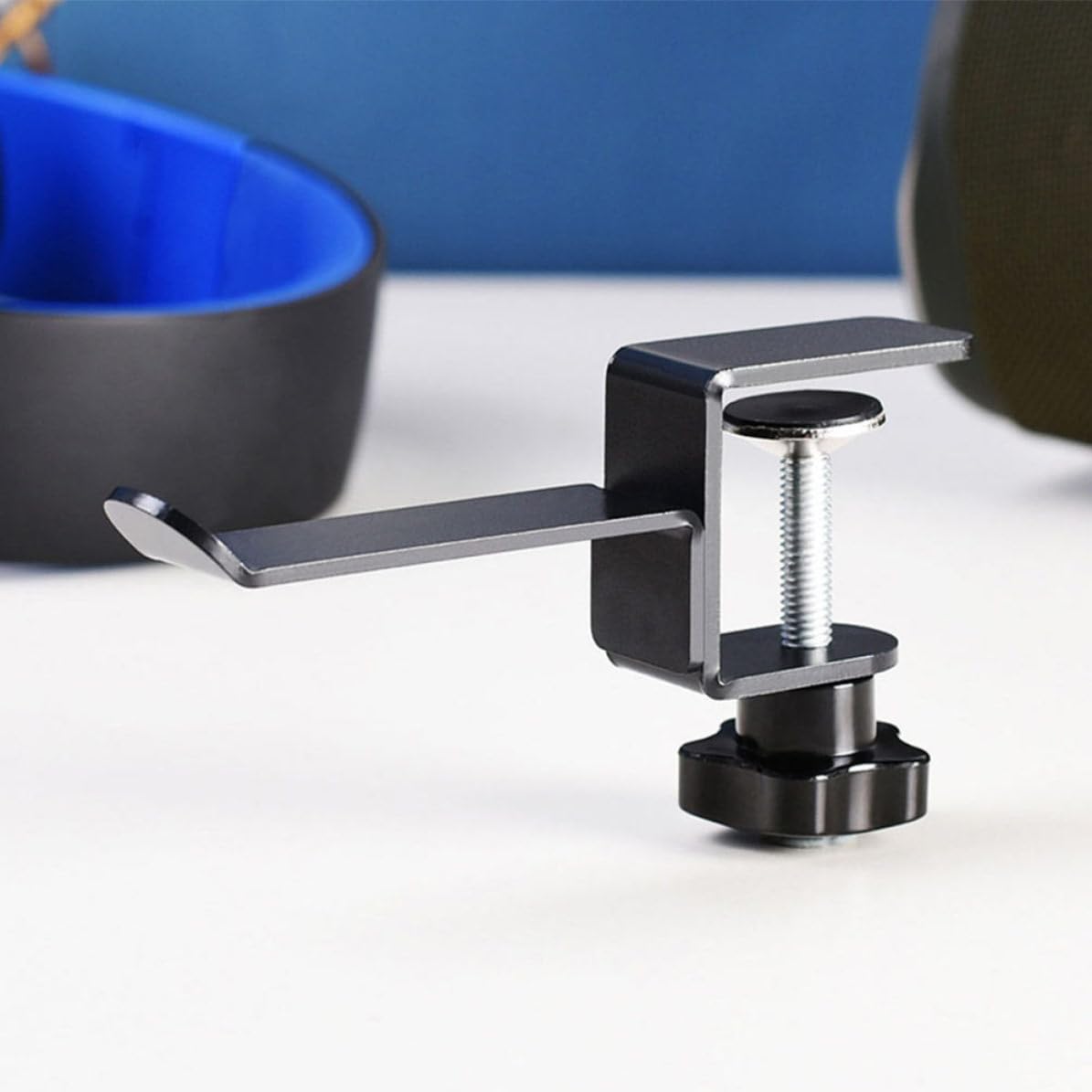 GLEAVI 2 Stück Verstellbare Kopfhörerhalter aus Schwarzem Eisen Multifunktionaler Metallhaken für Küche und Bad als Headset Halterung und Schlüsselaufhänger