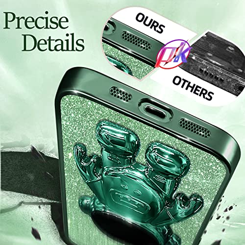 Buleens For Iphone 13 Pro Max Case For Women, Astronaut Bling Cases For Iphone 13 Pro Max With Glitter Paper & Spaceman Stand, Girls Cute Electroplated Sparkly Space Phone Cover For 13 Promax Green #TOP4