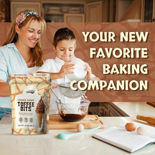 Snackathon Toffee Bits, Coarse Grind, 10 OZ Bulk Resealable Bag, Sweet & Crunchy Butter Toffee Pieces for Ice Cream Topping, Baking & Desserts, Made in USA — view 7