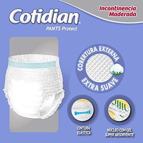 Roupa íntima descartável Cotidian Pants Protect Unissex - Incontinência Moderada, 8 unidades, Tamanh