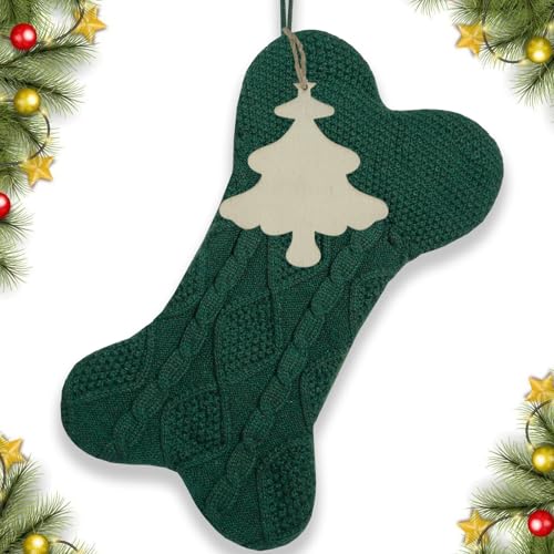 Knitted Dog Christmas Stocking Name Tag, Personalized Large