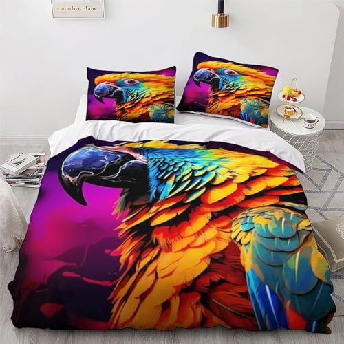Housse de couette perroquet 3 pièces parure de lit douce fermeture éclair - 4