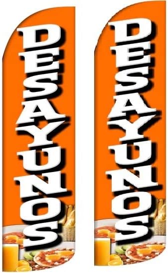 OnPoint Wares Desayunos Flag with Complete Hybrid Pole Set – Pack of 1 Outdoor Advertising Banner | Weatherproof Polyester Business Flag