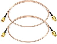Vista 10 de Bingfu Cable de extensión de antena WiFi (paquete de 2) RP-SMA macho en ángulo recto a RP-SMA montaje de mamparo hembra RG316 Cale 11.8 in 12