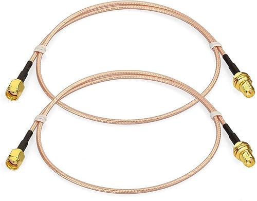 Vista 26 de Bingfu Cable de extensión de antena WiFi (paquete de 2) RP-SMA macho en ángulo recto a RP-SMA montaje de mamparo hembra RG316 Cale 11.8 in 12 12