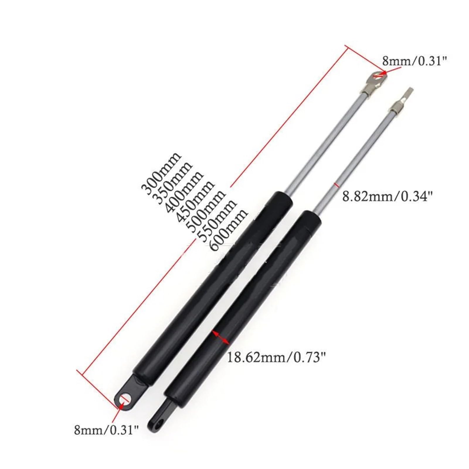 Molle A Gas Ammortizzatori Cofano Posteriore Portellone Ammortizzatore Barra Supporto Molla Per Autobus Finestra Camper Per Universale 300-600 Mm Coppia 600 N Molle A Gas Portellone(550mm)