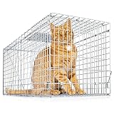 eXuby Large Cat Trap for Stray / Feral Cats & Other Animals - 32"x12"x13” - Catch Them Live & Reloca