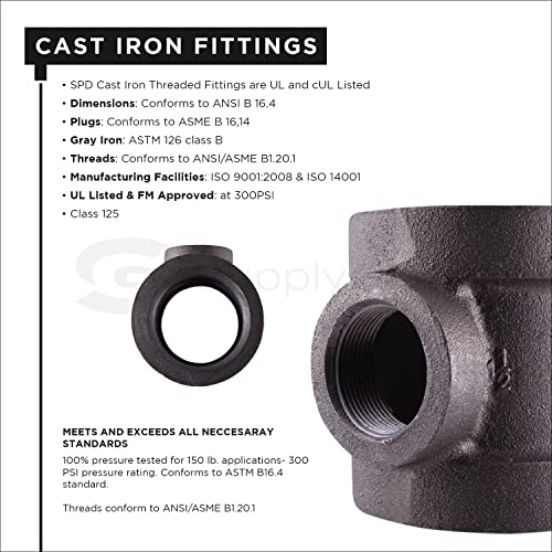 Supply Giant CU364H 1-1/4" x 1-1/4" x 1/2" Cast Iron Threaded Reducing Tee for Industrial Piping or DIY Projects with Black Finish by SUPPLYGIANT - Used condition - Image 4