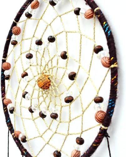 MOONFLY Dream Catcher Handmade Traditional Feather Dreamcatcher Hanging Home Wall Decoration Craft Ornament for Home, Bedroom, Kids, Boys Native American Style Décor (Brown Life Tree) - Image 6